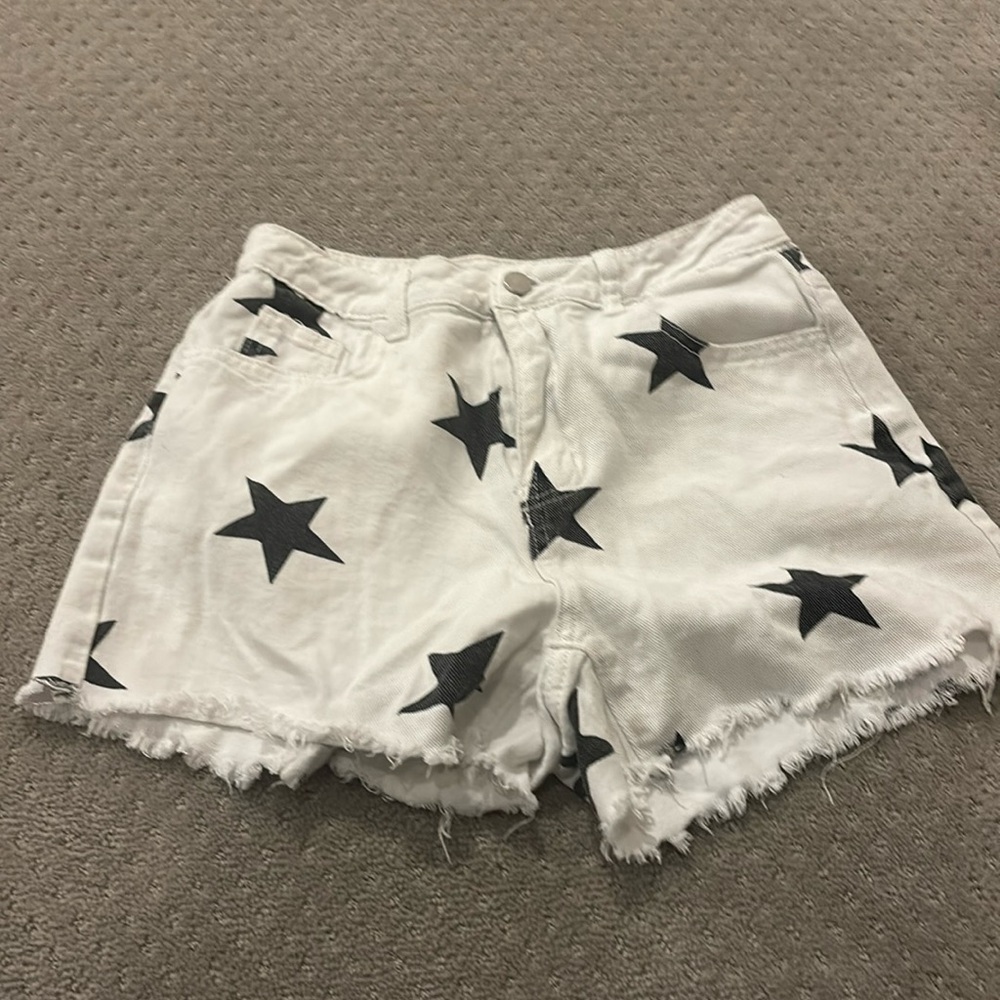 star white and black jean shorts
